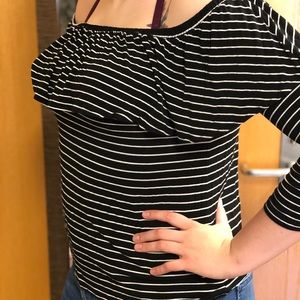 Striped off the shoulder shirt